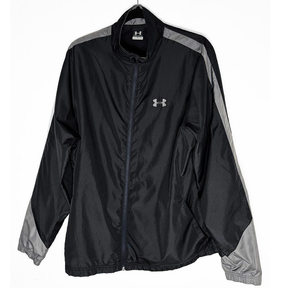 Under Armour Men's All Season Lightweight Mesh Lined Jacket Front Zip Black Gray